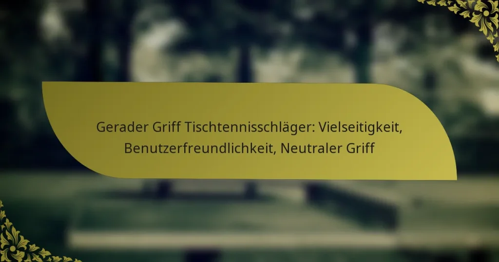 Gerader Griff Tischtennisschläger: Vielseitigkeit, Benutzerfreundlichkeit, Neutraler Griff