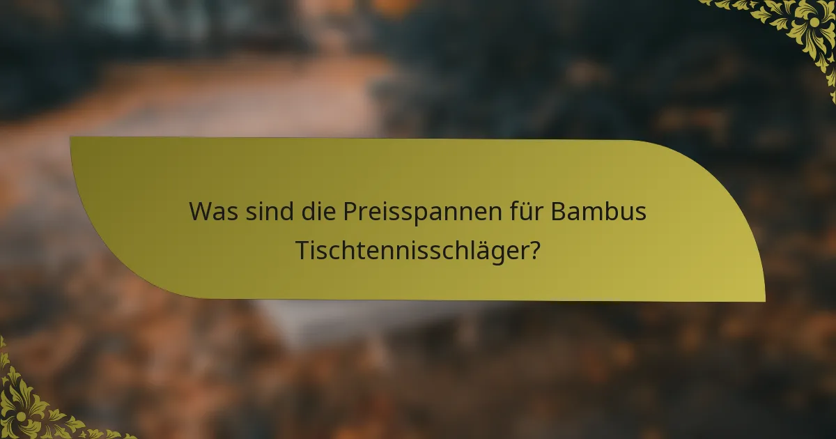 Was sind die Preisspannen für Bambus Tischtennisschläger?