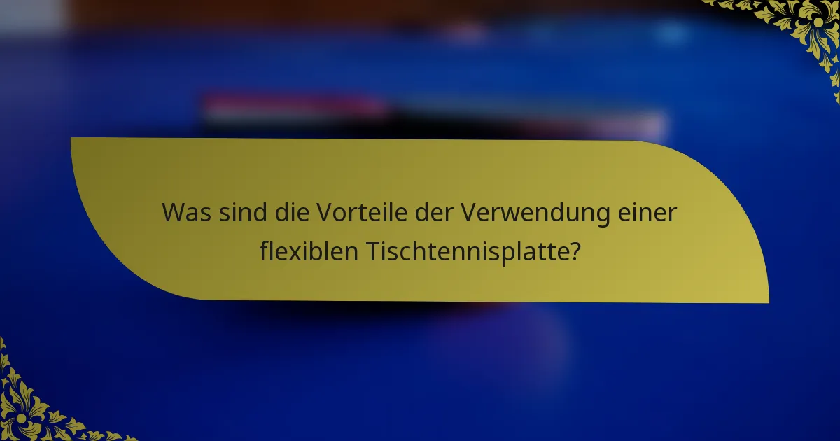Was sind die Vorteile der Verwendung einer flexiblen Tischtennisplatte?