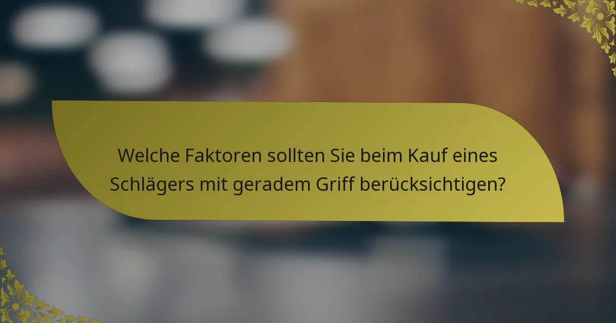 Welche Faktoren sollten Sie beim Kauf eines Schlägers mit geradem Griff berücksichtigen?