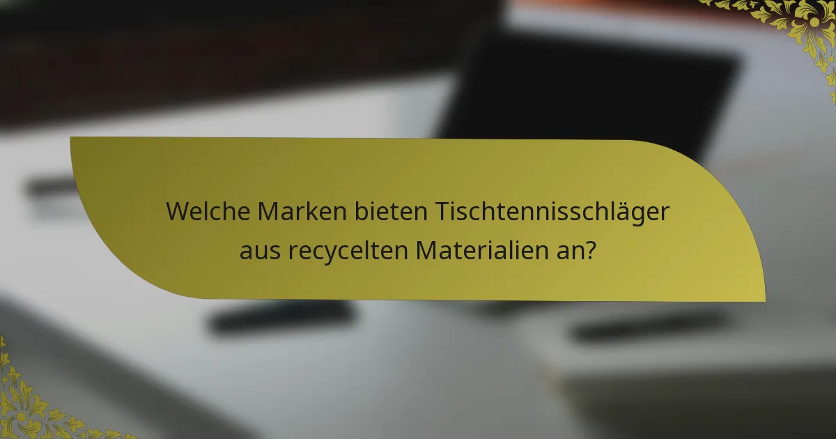 Welche Marken bieten Tischtennisschläger aus recycelten Materialien an?