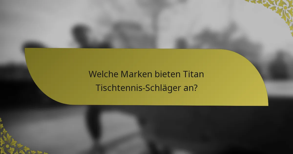 Welche Marken bieten Titan Tischtennis-Schläger an?